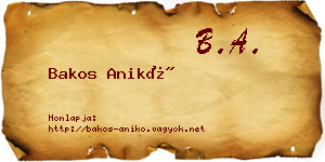 Bakos Anikó névjegykártya